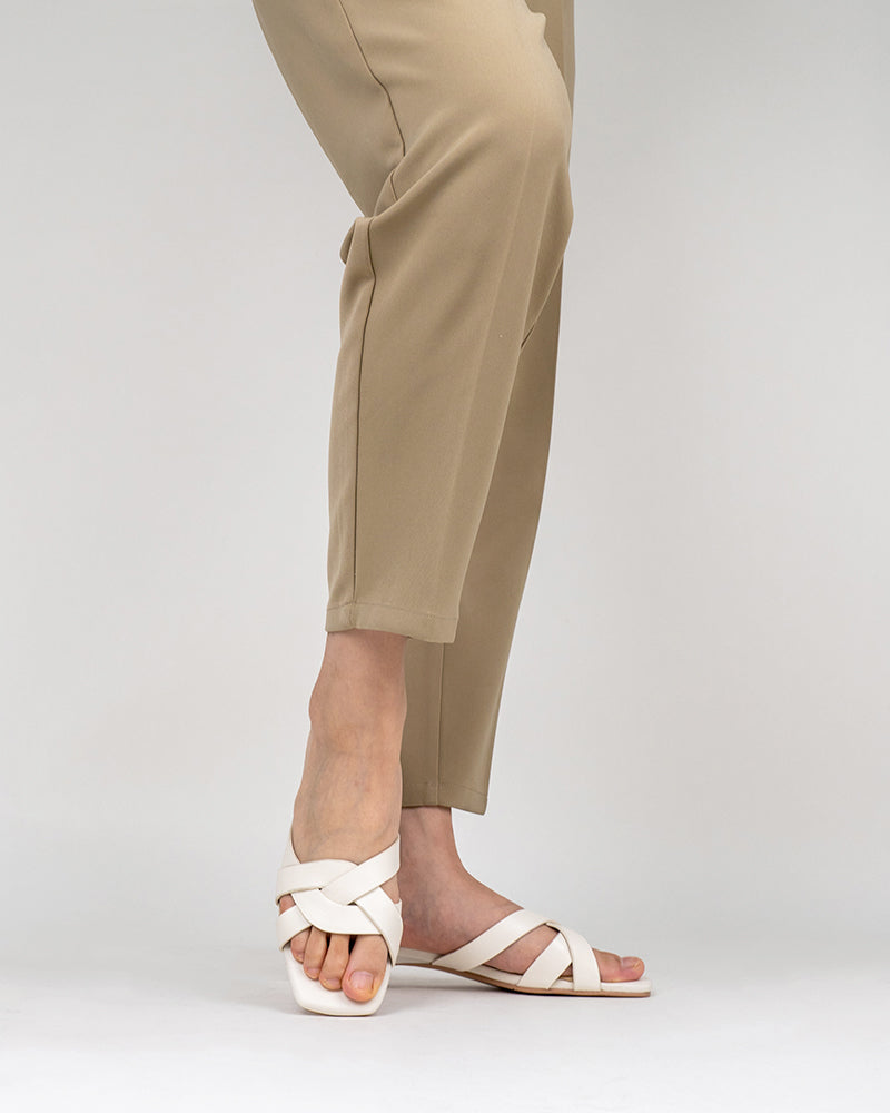Minimalist Cross Design Solid Color Mule Sandals