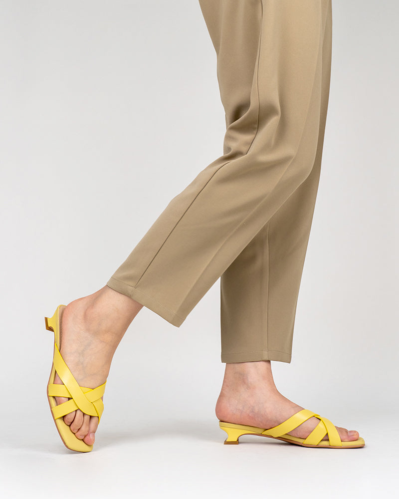 Minimalist Cross Design Solid Color Mule Sandals