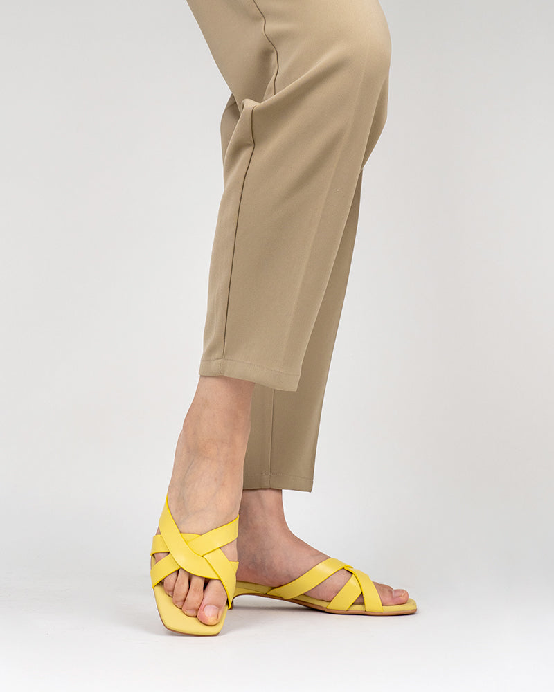 Minimalist Cross Design Solid Color Mule Sandals
