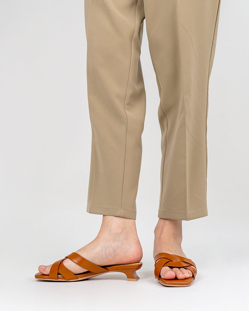 Minimalist Cross Design Solid Color Mule Sandals