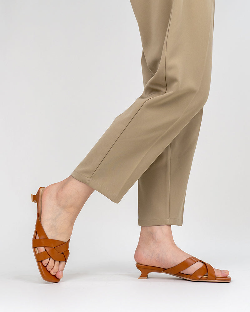 Minimalist Cross Design Solid Color Mule Sandals