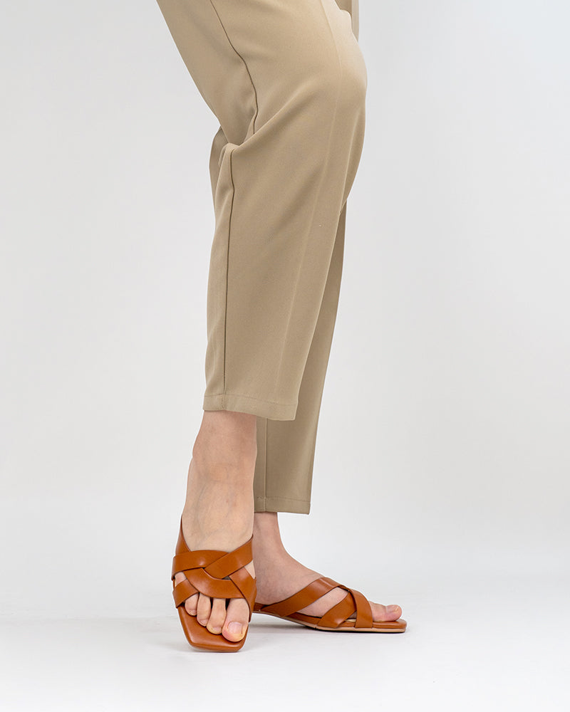 Minimalist Cross Design Solid Color Mule Sandals