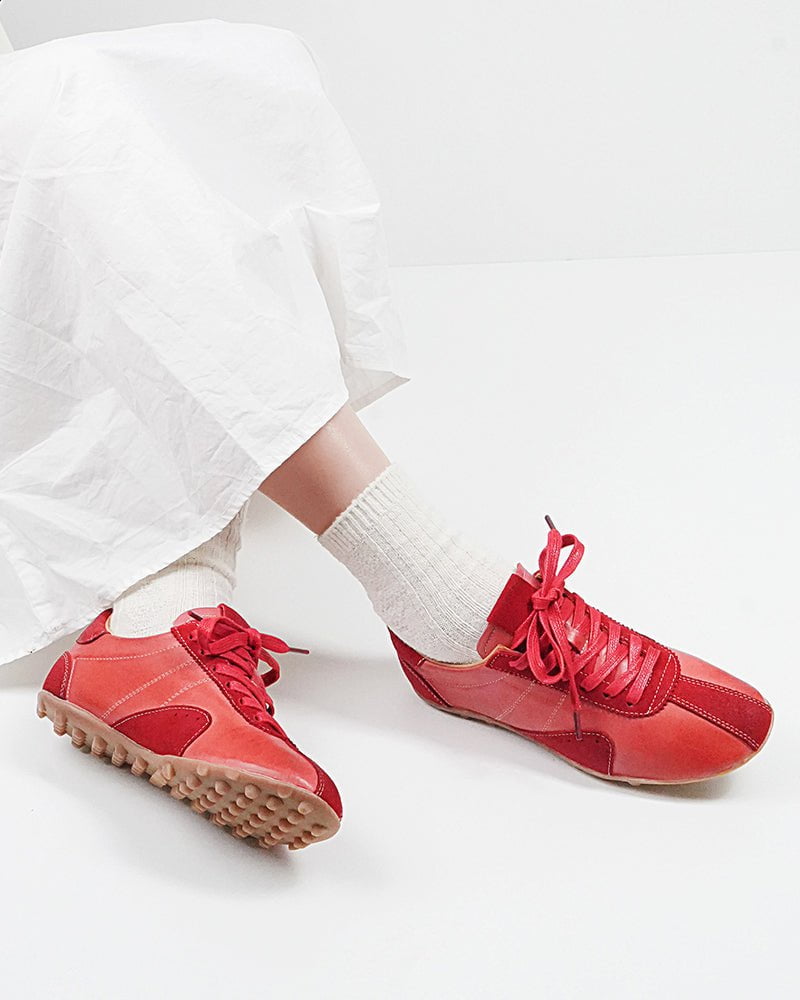 Retro Suede Nappa Leather Textured Sole Sneakers