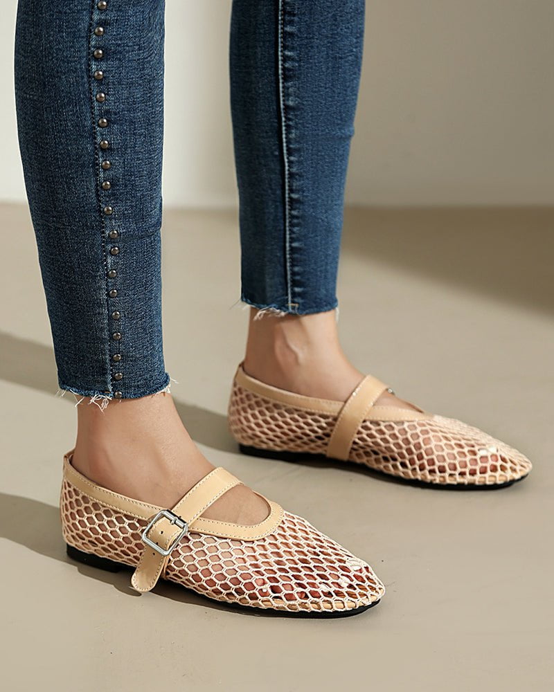 Mesh Mary Jane Flat Lightweight  Sandals