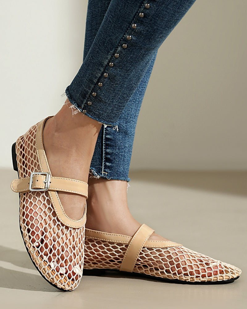 Mesh Mary Jane Flat Lightweight  Sandals
