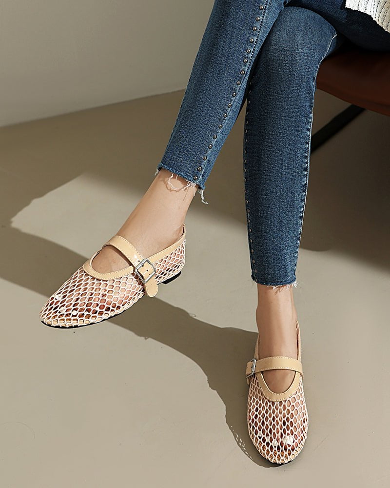 Mesh Mary Jane Flat Lightweight  Sandals