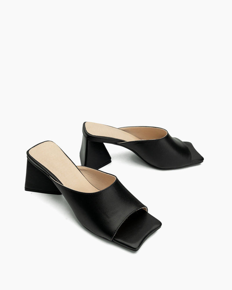 Minimalist Solid Color Chunky Heel Sandals