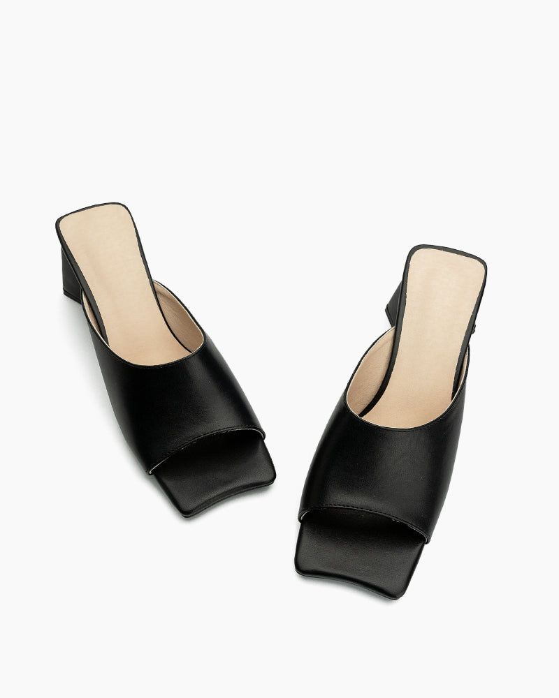 Minimalist Solid Color Chunky Heel Sandals