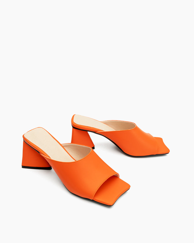 Minimalist Solid Color Chunky Heel Sandals