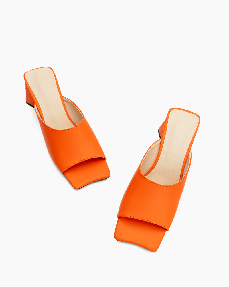 Minimalist Solid Color Chunky Heel Sandals