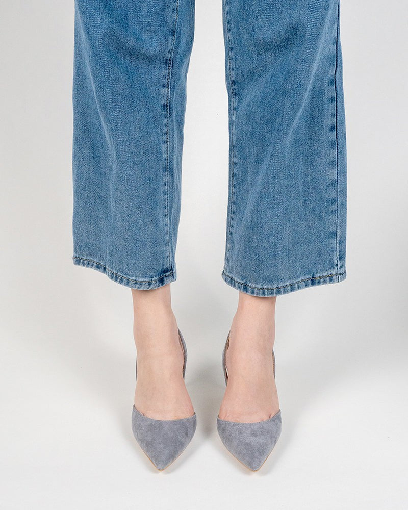 Mid Heel Minimalist Suede Pointed Toe Pumps