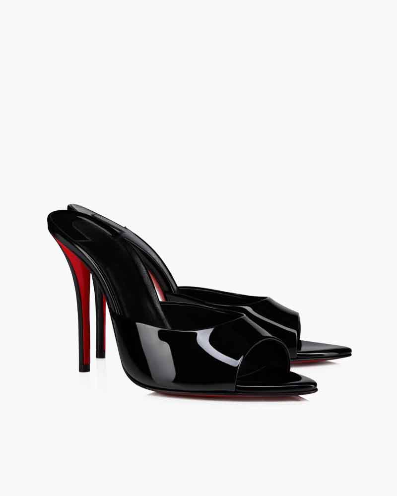 Miss Series - 100mm Patent Leather Mules Stiletto Heels